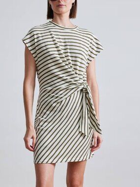 NWT Apiece Apart Nina Striped Cinched Mini Dress Organic Cotton Size S